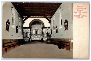 c1910 Interior of Guadalupe Church Ciudad Juarez Mexico Antique Postcard
