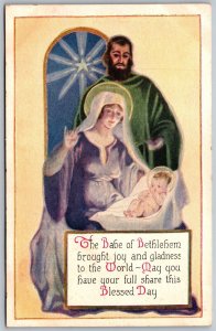 Vtg Christmas Babe Of Bethlehem Mary Baby Jesus North Star 1920s Postcard