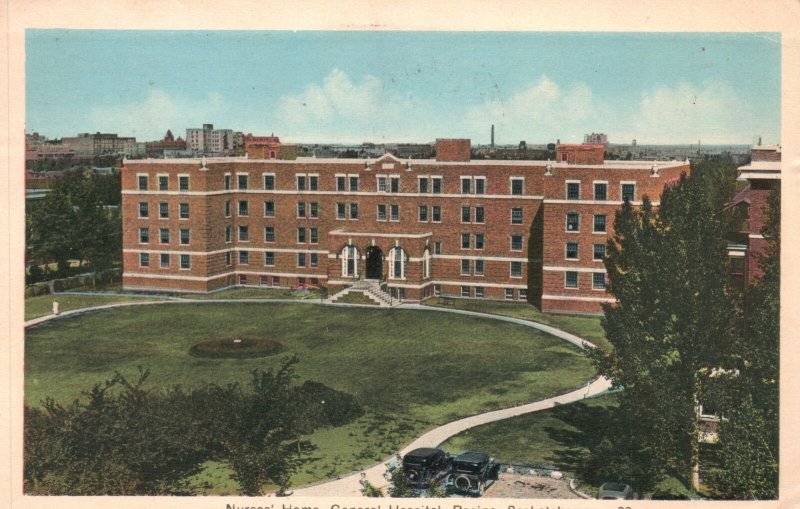 Vintage Postcard 1940's Nurses Home General Hospital Regina Saskatchewan Canada