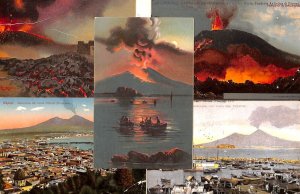 Lot of 5 vintage postcards Naples Italy, volcano Mount Vesuvius