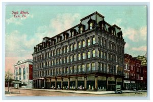 c1910s Scott Block Erie Pennsylvania PA Posted Antique Postcard 