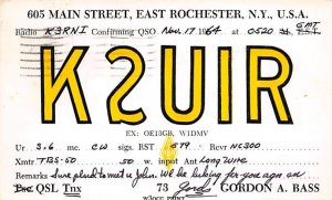 K2UIR East Rochester, NY, USA QSL 1964 