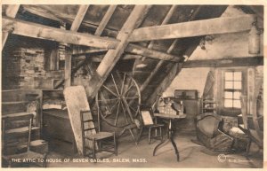 Vintage Postcard 1946 The Attic to House Seven Gables Salem MA Massachusetts