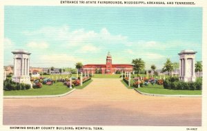 Vintage Postcard 1930's Entrance Tri-State Shelby County Building Memphis Tenn.