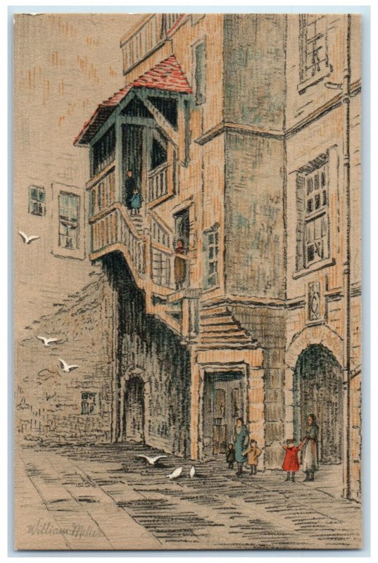 1935 Staircase Riddle's Court Edinburgh Scotland Castle Series Postcard