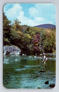 MI - Michigan, Scenic, Man Fishing in the water, Chrome, c1952, Postcard 