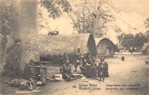 Belgian Congo 1913 Bateke Village Leopoldville Native Boys Ethnic postcard B984