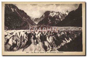 Old Postcard The sea ice and the Grandes Jorasses