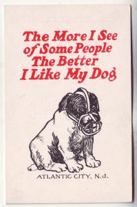 P411 JL old comic postcard the more people i see the better i like my dog