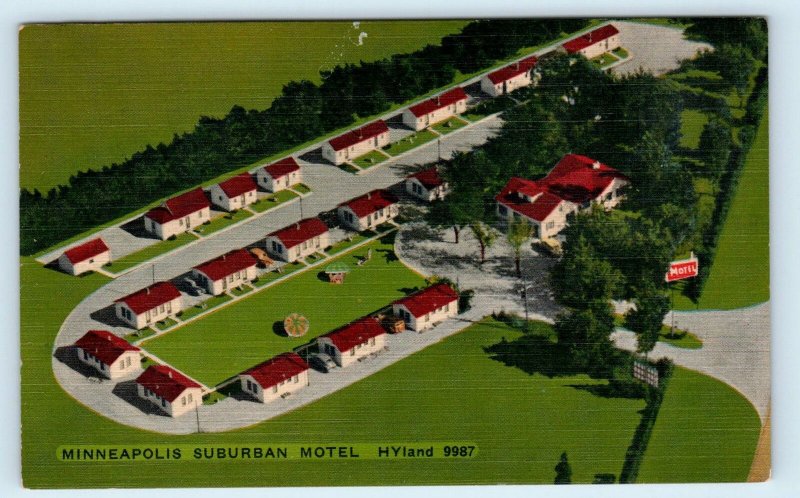 MINNEAPOLIS, Minnesota MN ~ Roadside MINNEAPOLIS SUBURBAN MOTEL 1940s Postcard