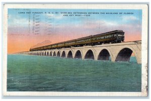 1936 Long Key Viaduct Over-Sea Extension Mainland Florida Key West FL Postcard