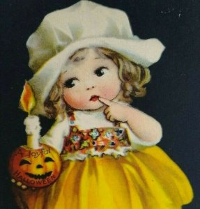 Antique Halloween Postcard Girl & JOL Ellen Clapsaddle Signed Wolf Series 501 