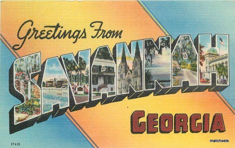 1940's Large Letters multi View Savannah Georgia postcard 10495