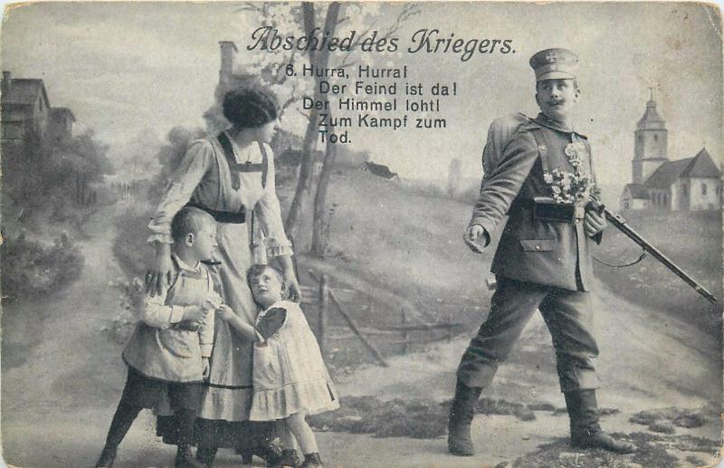 AK WWI Abschied des Kriegers departure of the military rifleman soldier`s family