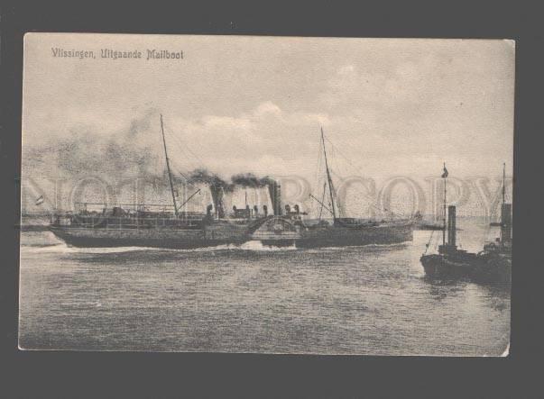 081394 HOLLAND Vissingen Uitgaande Mailboot ship Vintage PC