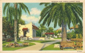 USA Artesian Park Corpus Christi Texas Linen Postcard 07.46