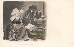 Bannalec Brittany France Family Traditional Costume Hand-Colored Postcard
