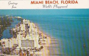 Florida Miami Beach Air View Of The Fabulous Ocean Front Hotels Along The Gol...