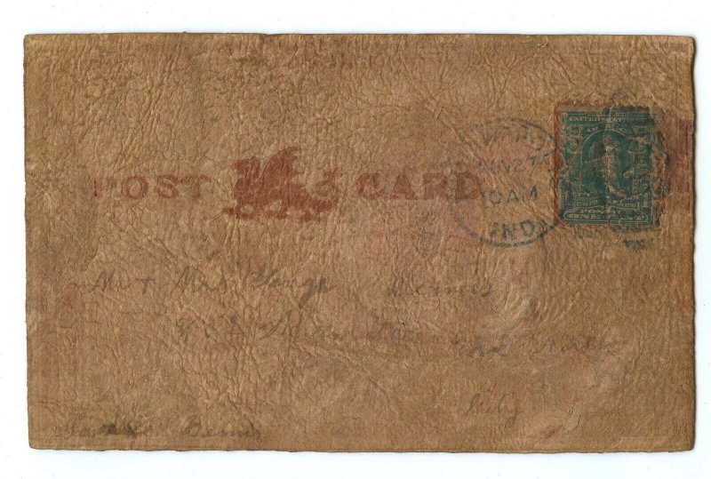 Postcard With Best Wishes Turkey Wishbone Vintage Leather Card 