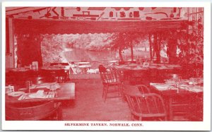 VINTAGE POSTCARD PORCH SCENE AT THE SILVER MINE TAVERN AT NORWALK CONNECTICUT