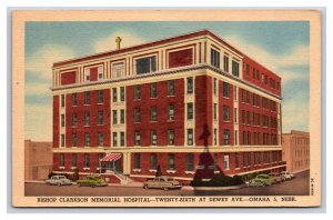 Bishop Clarkson Memorial Hospital Omaha Nebraska NE UNP Linen Postcard O17