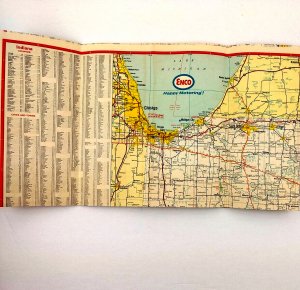 Enco Illinois Indiana Road Map Vintage 1969 Happy Motoring Humble Oil Travel