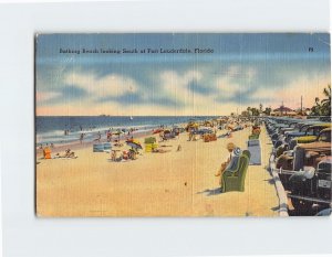 Postcard Bathing Beach looking South at Fort Lauderdale Florida USA