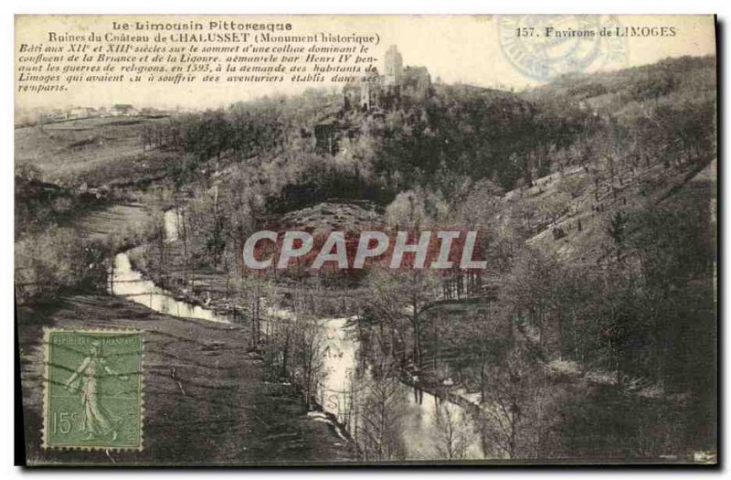 Old Postcard Limousin Picturesque Ruins Du Chateau de Chalusset