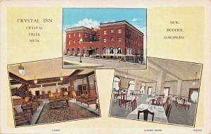 CRYSTAL FALLS MICHIGAN~CRYSTAL INN-NEW MODERN EUROPEAN POSTCARD 1920s