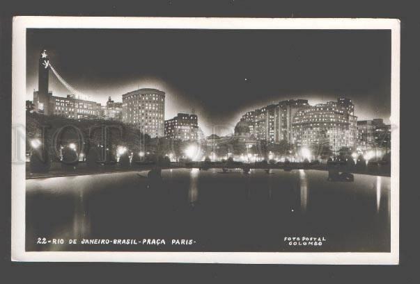 090340 BRAZIL  Rio de Janeiro Praca Paris NIGHT Vintage PC