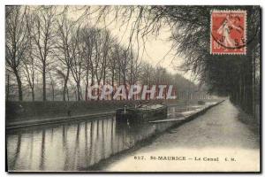 Old Postcard Saint Maurice Canal Boat Peniche