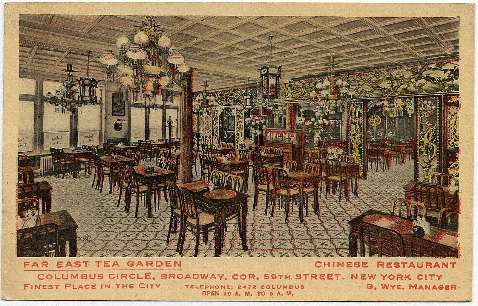 New York City Nyc 1918 Ny Far East Tea Garden Chinese Restaurant