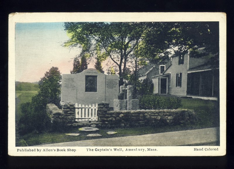 Amesbury, Massachusetts/MA/Mass Postcard, The Captain's Well, 1949!