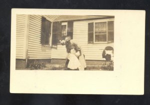 RPPC GEORGETOWN MASSACHUSETTS MUIEKIN FAMILY HOME REAL PHOTO POSTCARD MA.