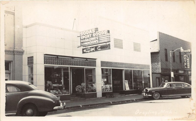 H24/ Grayling Michigan RPPC Postcard c1963 Soda Shop Sports Hotel  17