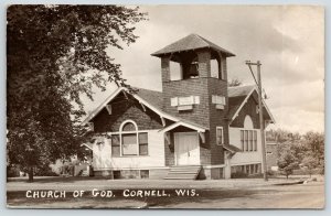 Cornell Wisconsin~Church of God~Open Belfry~1946 RPPC 