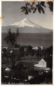 Puerto Varas Chile~Osorno Volcano~Houses in Foreground~1940s RPPC~See Note!