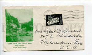 290271 CANADA to USA 1967 year Elora Rocks Ontario real post COVER