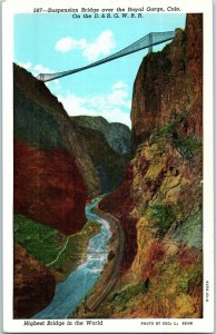 Bridges Postcard Suspension Bridge over Royal Gorge Canon City Colorado