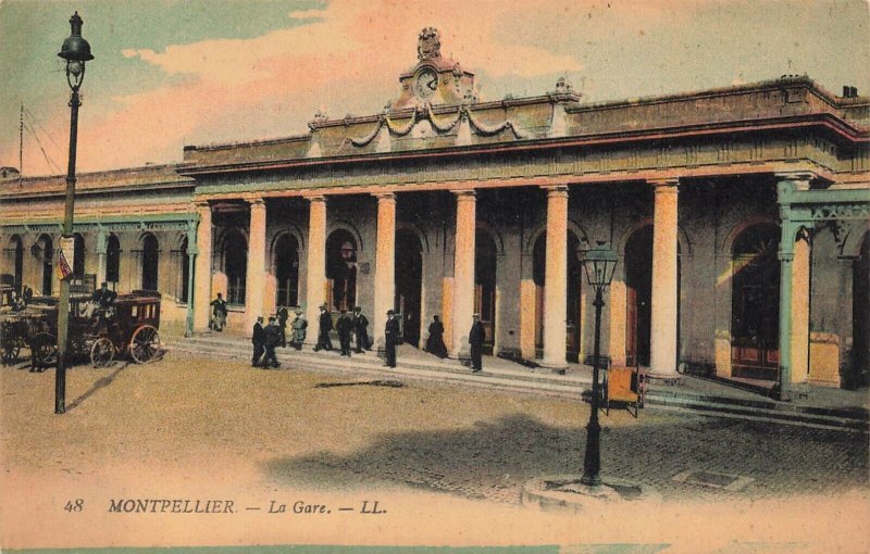 MONTPELIER FRANCE~LA GARE-RAILROAD TRAIN STATION ~ L L TINTED PHOTO POSTCARD