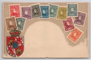 Spain Espana Array of Stamps Crest Postcard F28