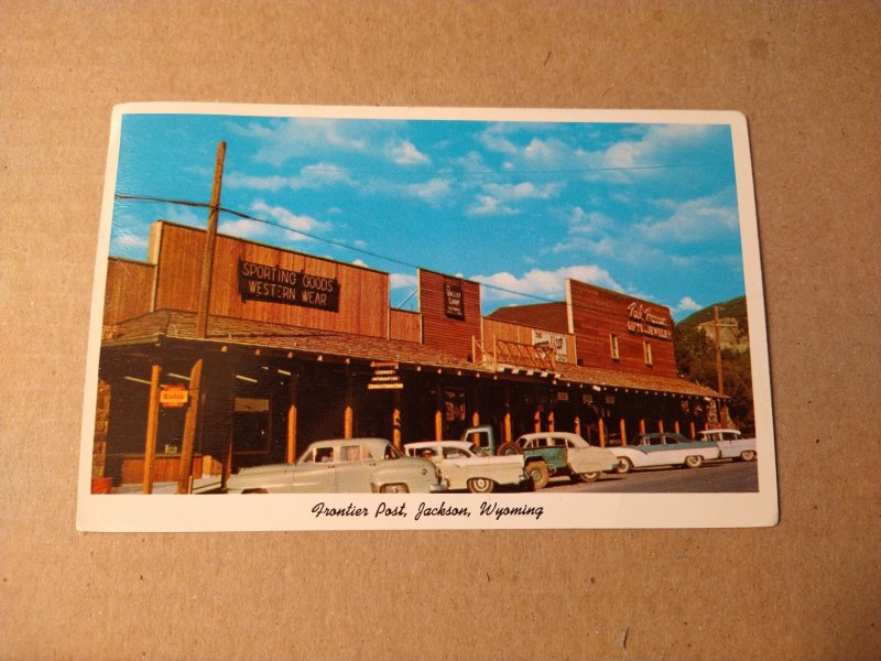 1960's Frontier Post, Jackson, Wyoming Kodak Cars Chrome Postcard