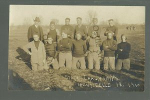 Monticello IOWA RPPC 1916 FOOTBALL TEAM Posing STATE CHAMPIONS nr Anamosa