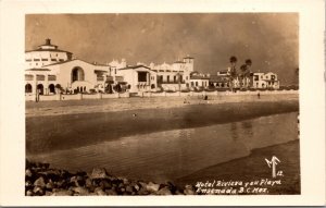 Real Photo Postcard Hotel Riviera and Beach in Ensenada, Baja California, Mexico