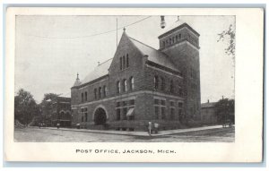 c1905 Post Office Exterior Building Jackson Michigan MI Vintage Antique Postcard