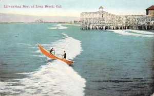 Long Beach, California Life-Saving Boat Roller Coaster c1910s Vintage Postcard