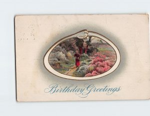 Postcard Birthday Greetings with Embossed Art Print