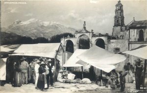 Mexico Real Photo Postcard Amecameca Yadez Market mexican types