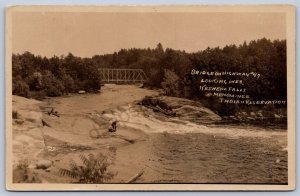 K45/ Menominee Indian Reservation Wisconsin RPPC Postcard c40-50s Bridge 93