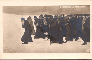 Mint Vintage Judaica Painting Picture Postcard Jewish Exile